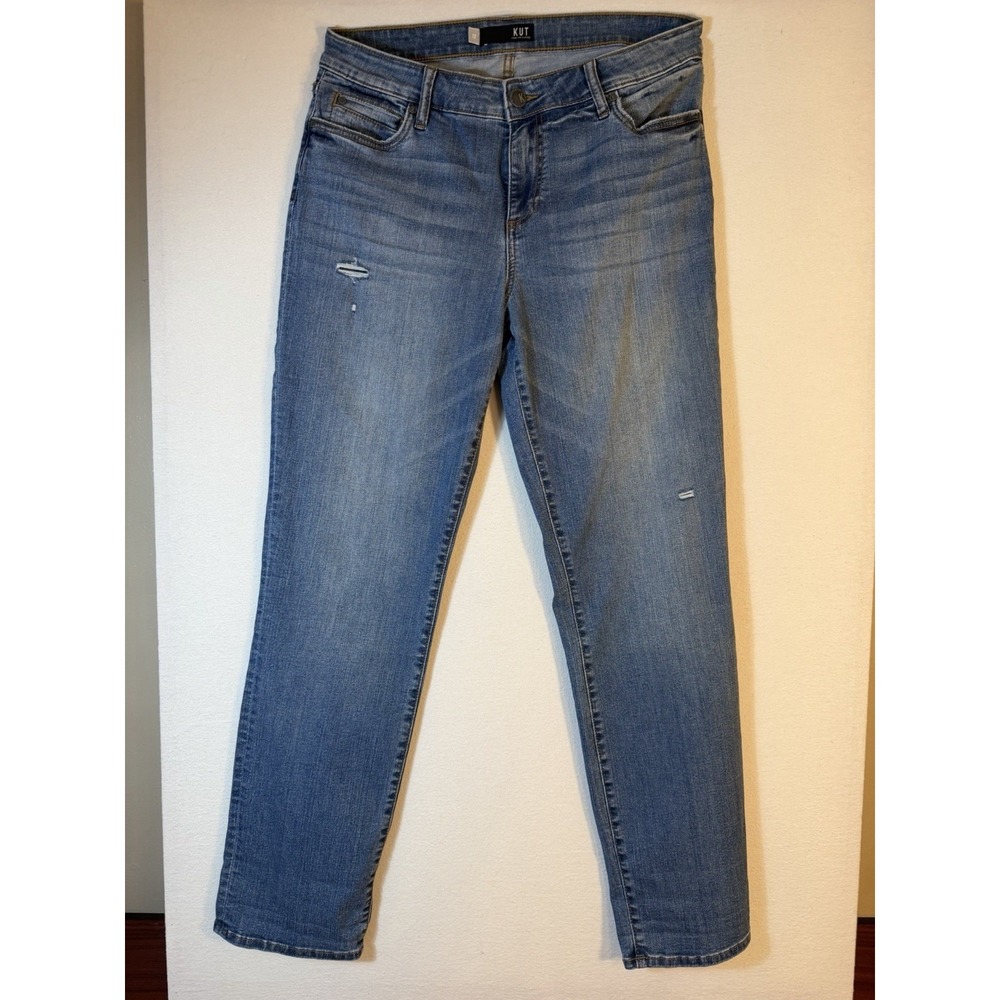 KUT From The Kloth Jeans Womens 12 Medium Wash Blue Straight Leg Stretch Denim